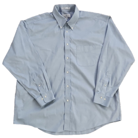 ENRO Blue 80s 2 Ply Non-Iron Pinpoint Button-Up Shirt - Picture 1 of 7